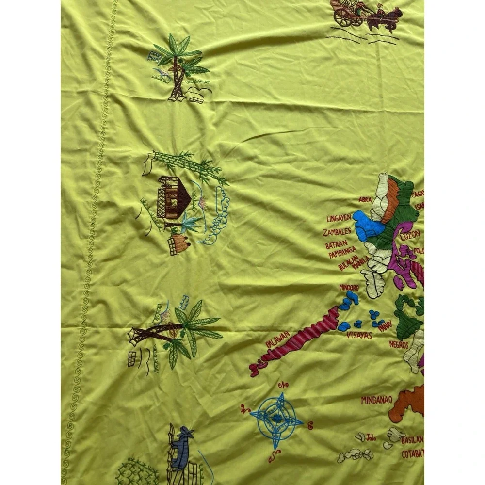 Philippine Islands Tablecloth Embroidered Map Of Philippines Tablecloth 100 x 84